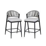Outdoor 26" Counter Height Metal Frame Counter Stools With Scallop Shaped Backrest & Water Resistant Cushions - R&R Furniture Gallery (Fountain Valley, CA)