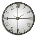 Uttermost Amelie large bronze wall clock with round face and decorative metal frame, stylish home decor clock.