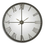 Uttermost Amelie large bronze wall clock with round face and decorative metal frame, stylish home decor clock.