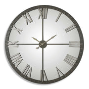Uttermost Amelie large bronze wall clock with round face and decorative metal frame, stylish home decor clock.