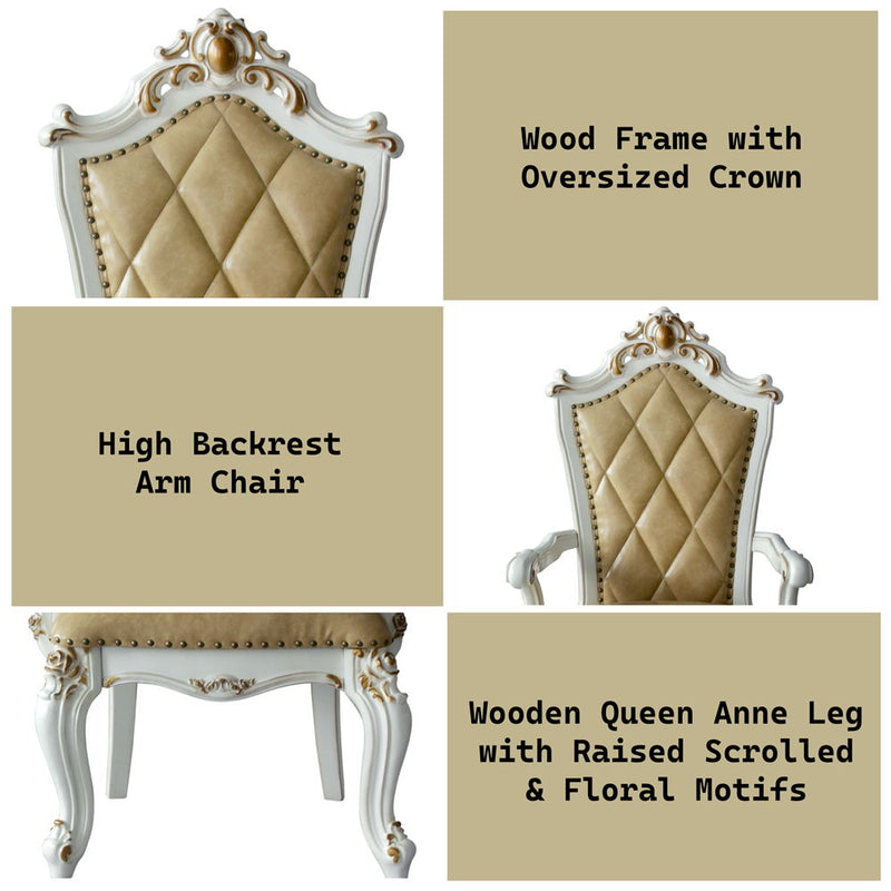 Picardy - Arm Chair (Set of 2) - Butterscotch Synthetic Leather & Antique Pearl - R&R Furniture Gallery (Fountain Valley, CA)