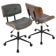 Lumi Source Lombardi mid-century modern adjustable office chair with swivel and wooden legs in a stylish home office setting