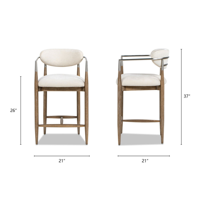 Artemis - Mixed Material Upholstered Counter Stool - Warm White - R&R Furniture Gallery (Fountain Valley, CA)
