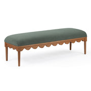 Vegan mohair upholstered bench with walnut wood legs by TOV Furniture, showcasing plush fabric and sturdy wooden base.