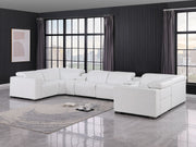 1208 - 8 Piece U Shaped Leather Sectional With 4 Power Recliner & Power Headrests - White - R&R Furniture Gallery (Fountain Valley, CA)