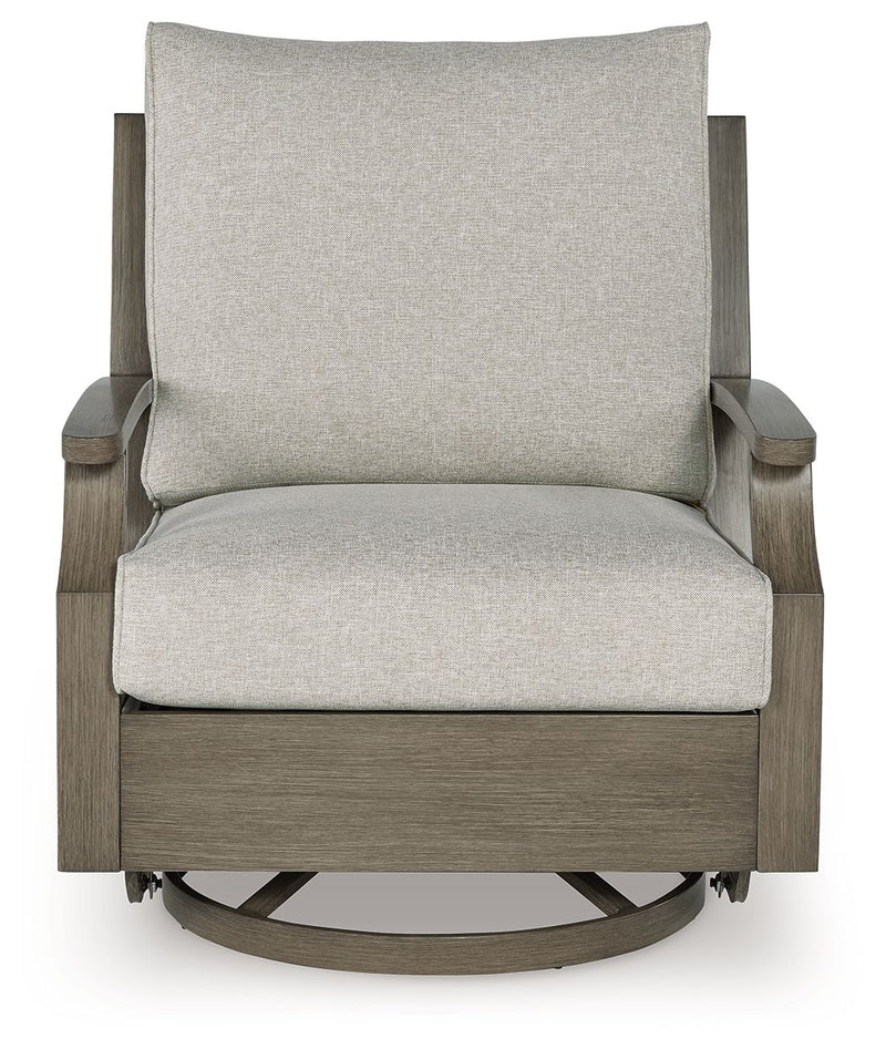 Rainier Ranch - Swivel Glider Chair With Cushion - Brown / Beige - R&R Furniture Gallery (Fountain Valley, CA)