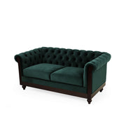 Chesterfield Loveseat Sofa, 2 Person Rolled Arm Upholstered Couch - R&R Furniture Gallery (Fountain Valley, CA)