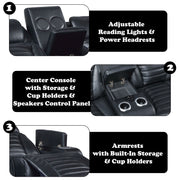 Ephron - Power Motion Loveseat With Console, Power Headrests, LED & Speakers - Black - R&R Furniture Gallery (Fountain Valley, CA)