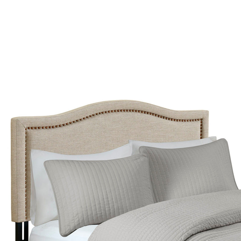 Elegant Panel Headboard With Copper Nailheads And Adjustable Metal Legs - R&R Furniture Gallery (Fountain Valley, CA)