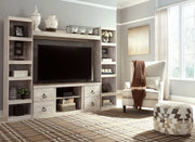 Willowton - 4-Piece Entertainment Center - Whitewash - R&R Furniture Gallery (Fountain Valley, CA)