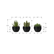 Set of 3 artificial succulent plants from 8th Street, realistic green faux plants for home decor or office spaces.