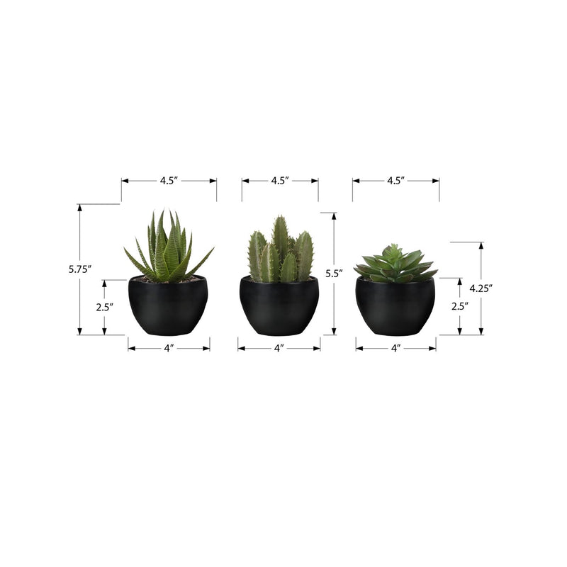 Set of 3 artificial succulent plants from 8th Street, realistic green faux plants for home decor or office spaces.