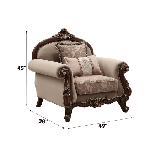 Mehadi - Chair With 2 Pillows - Velvet & Walnut - R&R Furniture Gallery (Fountain Valley, CA)