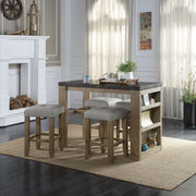 Charnell - Counter Height Stool (Set of 2) - Gray Synthetic Leather & Oak - R&R Furniture Gallery (Fountain Valley, CA)