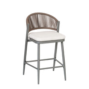 Outdoor 26" Counter Height Metal Frame Counter Stools With Scallop Shaped Backrest & Water Resistant Cushions - R&R Furniture Gallery (Fountain Valley, CA)
