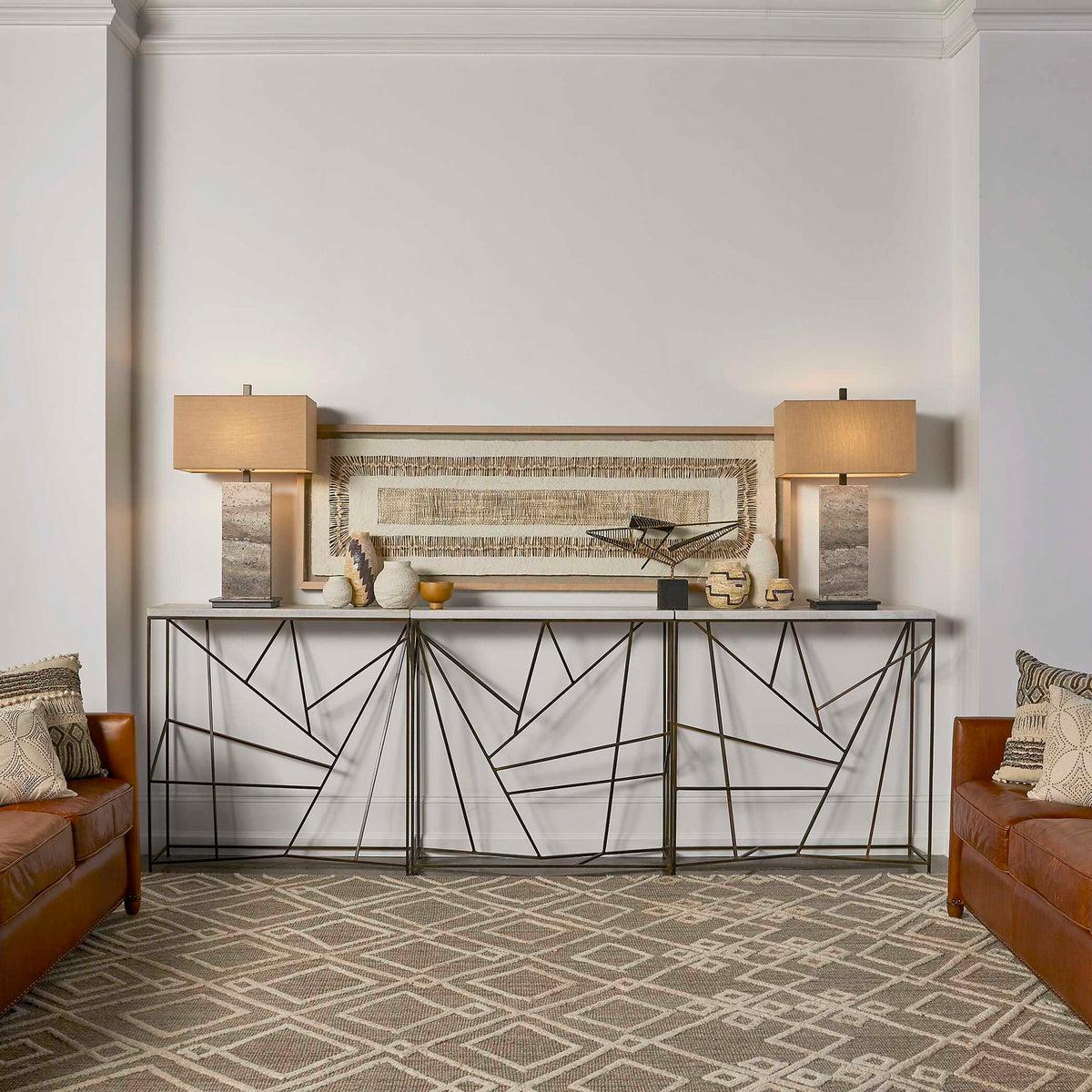 Pick Up Sticks - Console Table - Bronze / White