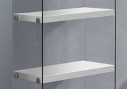 Bookshelf, Bookcase, Etagere, 5 Tier, Glossy Clear Tempered Glass - White - R&R Furniture Gallery (Fountain Valley, CA)