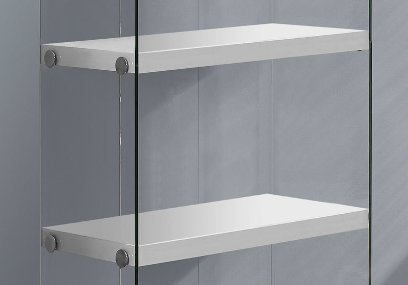 Bookshelf, Bookcase, Etagere, 5 Tier, Glossy Clear Tempered Glass - White - R&R Furniture Gallery (Fountain Valley, CA)