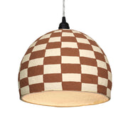 TOV Furniture Taurus cotton mache pendant lamp in white and terracotta hangs as a stylish pendant lighting fixture.
