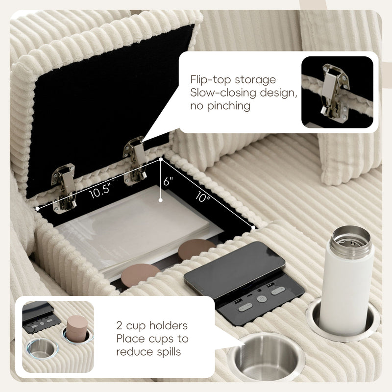 Sectional With tooth Speakers L Shaped Couch With Console USB Charger, Cup Holders Storage Ottoman Deep And Wide Seat Cloud Sofa - R&R Furniture Gallery (Fountain Valley, CA)