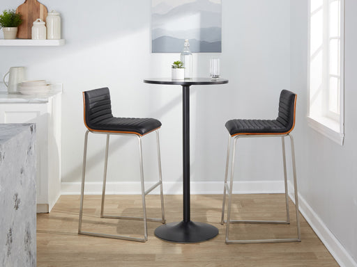 Set of two Lumi Source Mason Mara contemporary fixed height barstools with sleek design and metal legs.