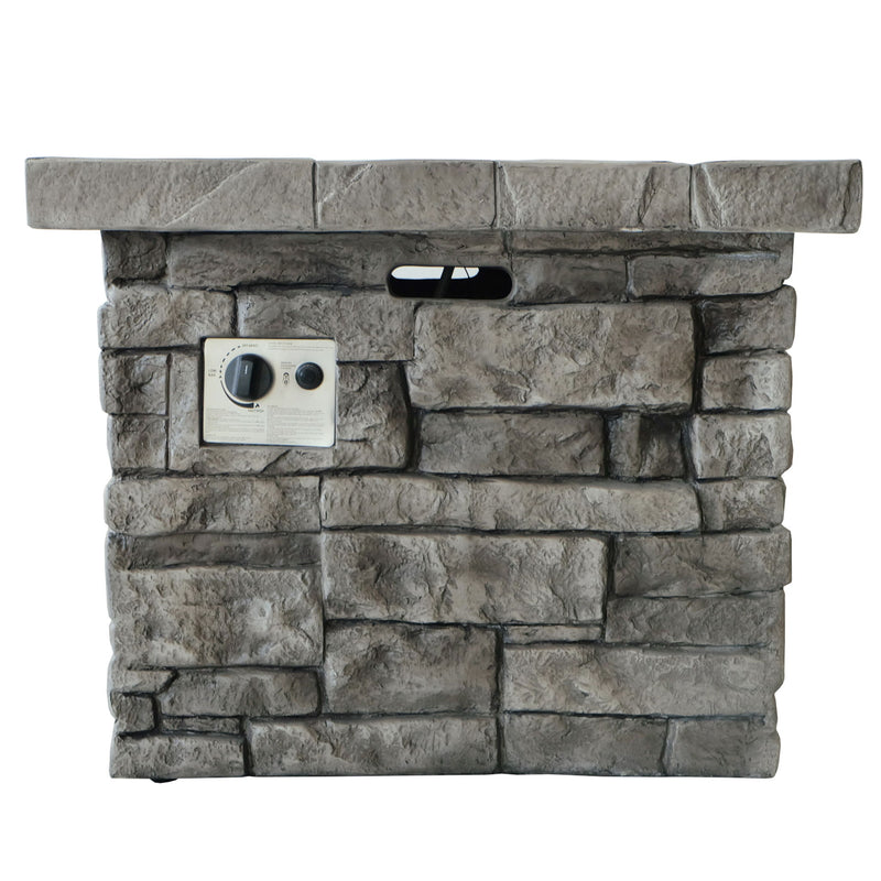 Outdoor Square Propane Fire Pit 40, 000 Btu - Gray