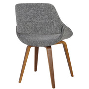 Pair of Lumi Source Fabrico mid-century modern dining chairs with wooden legs and upholstered seats, set of 2.