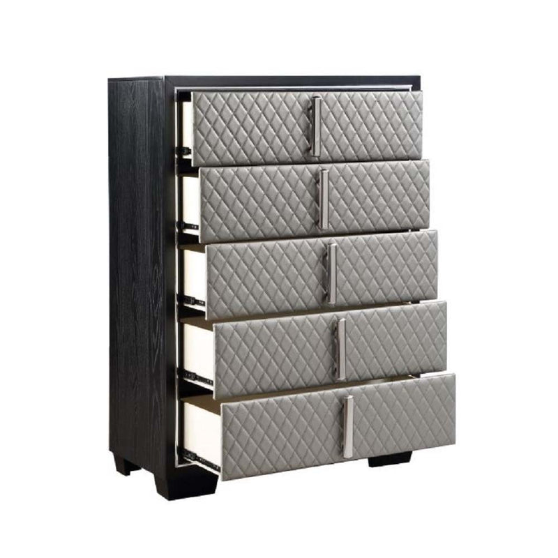 Nicola - Chest - Silver Synthetic Leather & Black - R&R Furniture Gallery (Fountain Valley, CA)