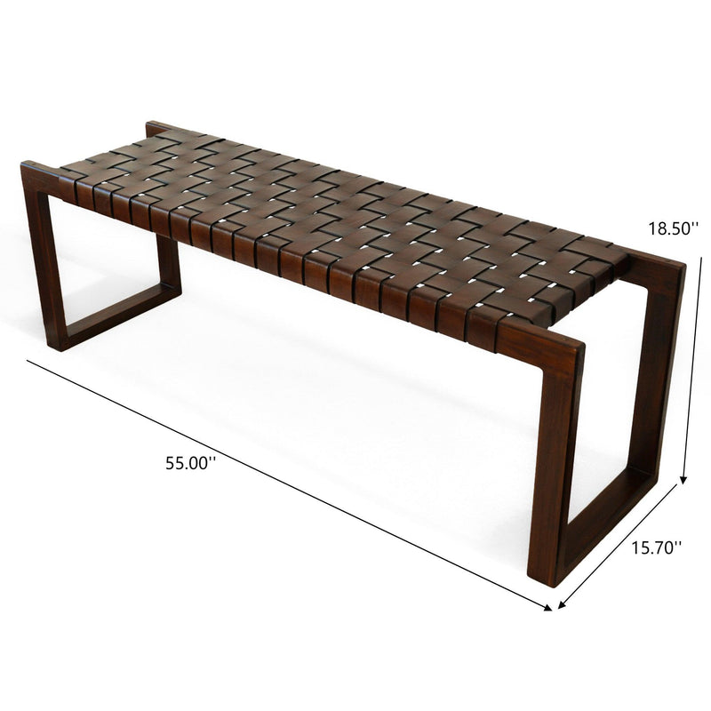 Christina - Bench - Cognac / Dark Brown / Tan - R&R Furniture Gallery (Fountain Valley, CA)