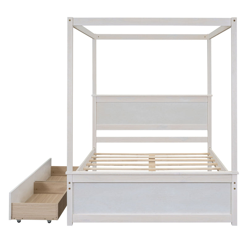 Canopy Platform Bed With Drawers, Support Slats, No Box Spring Needed - R&R Furniture Gallery (Fountain Valley, CA)