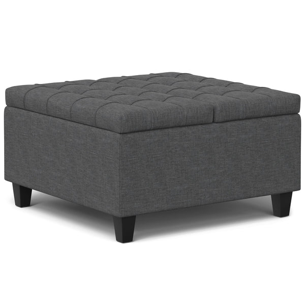 Harrison - Small Square Coffee Table Storage Ottoman - Gray