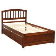 DreamHaus platform storage bed frame with two drawers and headboard, featuring a sturdy wood design and modern style.