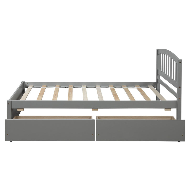 Platform Storage Bed Wood Bed Frame With Two Drawers And Headboard - R&R Furniture Gallery (Fountain Valley, CA)