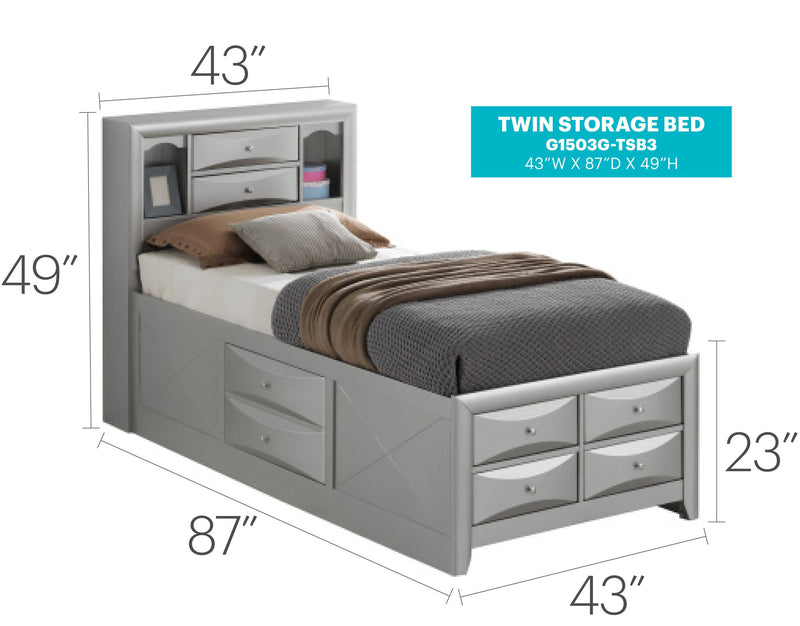 Modern Design Storage Bed With Bookcase Headboard - R&R Furniture Gallery (Fountain Valley, CA)