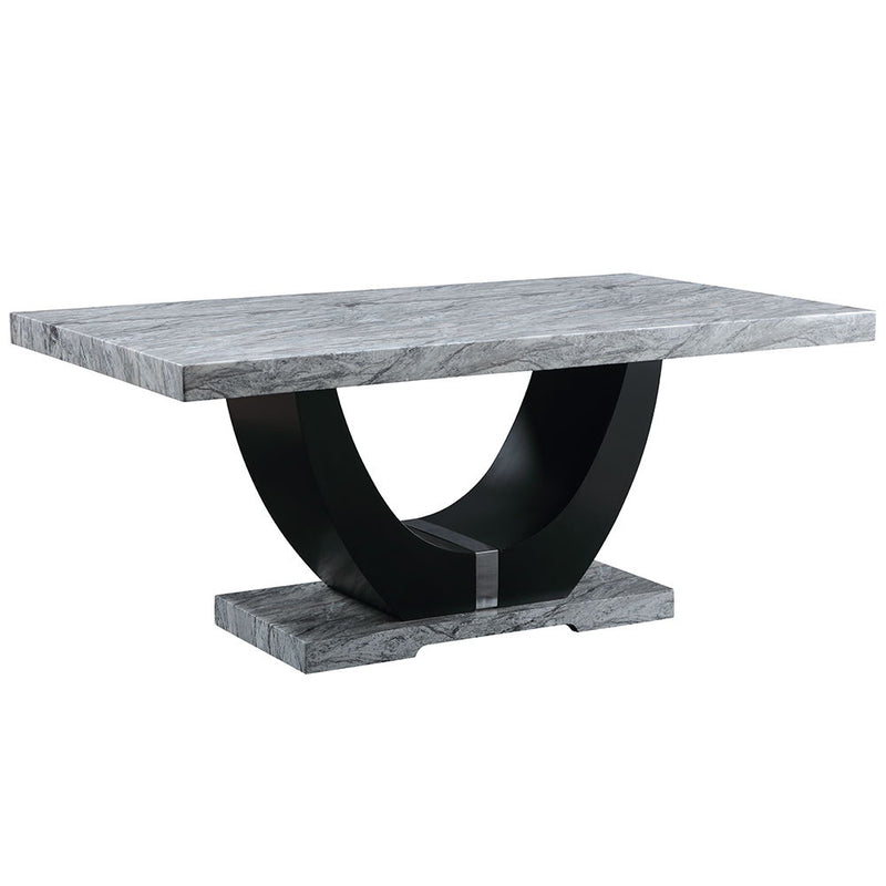 Caralin - Dining Table - Engineered Stone & Black - R&R Furniture Gallery (Fountain Valley, CA)