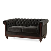 Chesterfield Loveseat Sofa, 2 Person Rolled Arm Upholstered Couch - R&R Furniture Gallery (Fountain Valley, CA)