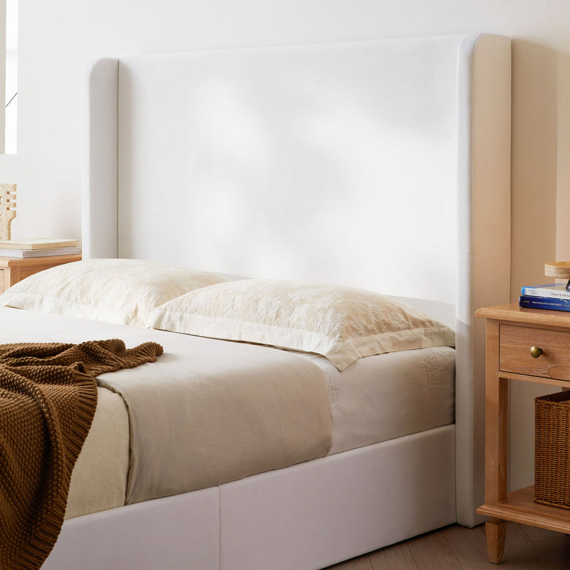 Carmen - King Size Upholstered Wingback Bed - White - R&R Furniture Gallery (Fountain Valley, CA)