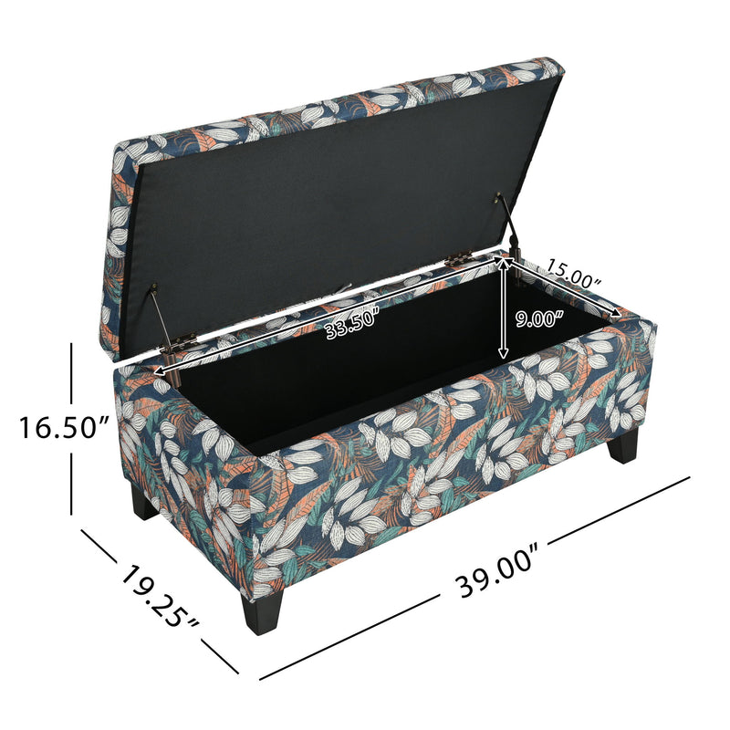 Charming Floral Storage Ottoman With Upholstered Fabric - R&R Furniture Gallery (Fountain Valley, CA)