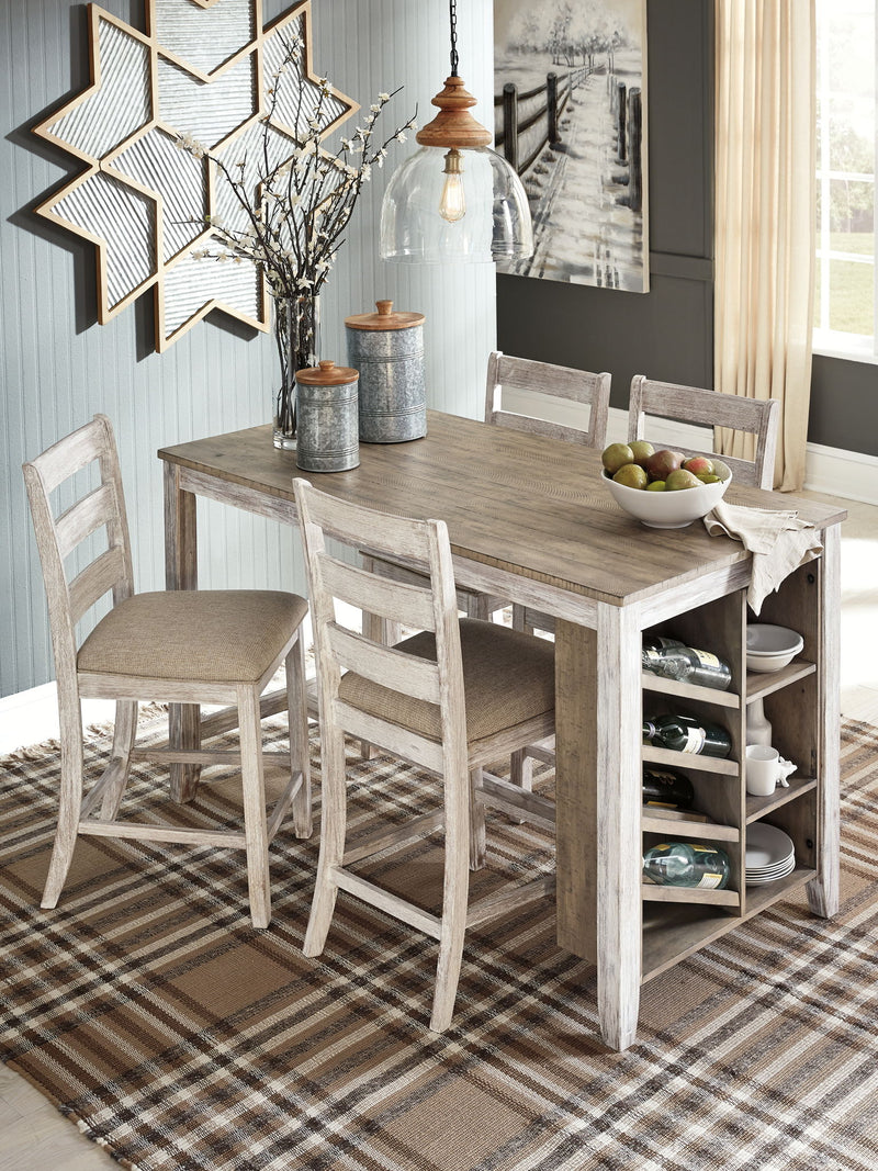 Skempton - Rectangular Counter Table With Storage - White - R&R Furniture Gallery (Fountain Valley, CA)