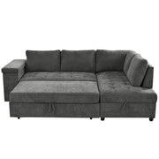 L Shaped Couch With Pull Out Bed And Storage Sectional Sleeper Sofa With Hidden Storage, Wide Armrest With Storage, For Living Room, Apartment, Bedroom, Office - R&R Furniture Gallery (Fountain Valley, CA)