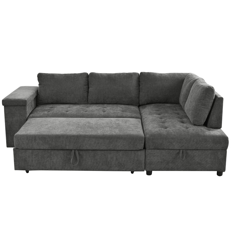 L Shaped Couch With Pull Out Bed And Storage Sectional Sleeper Sofa With Hidden Storage, Wide Armrest With Storage, For Living Room, Apartment, Bedroom, Office - R&R Furniture Gallery (Fountain Valley, CA)