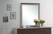 Gray and brown Magnolia mirror by Glory Furniture with a sleek, modern frame, perfect for contemporary home decor.