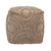 Beige knitted accent pouf by TOV Furniture, showcasing a cozy, textured knitted design perfect for living room decor.