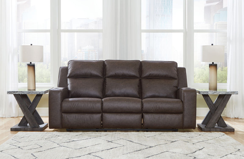 Lavenhorne - Rec Sofa W/Drop Down Table - Granite - R&R Furniture Gallery (Fountain Valley, CA)