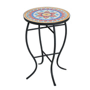 Outdoor Round Side Table With Mosaic Style Top And Curved Iron Legs - R&R Furniture Gallery (Fountain Valley, CA)