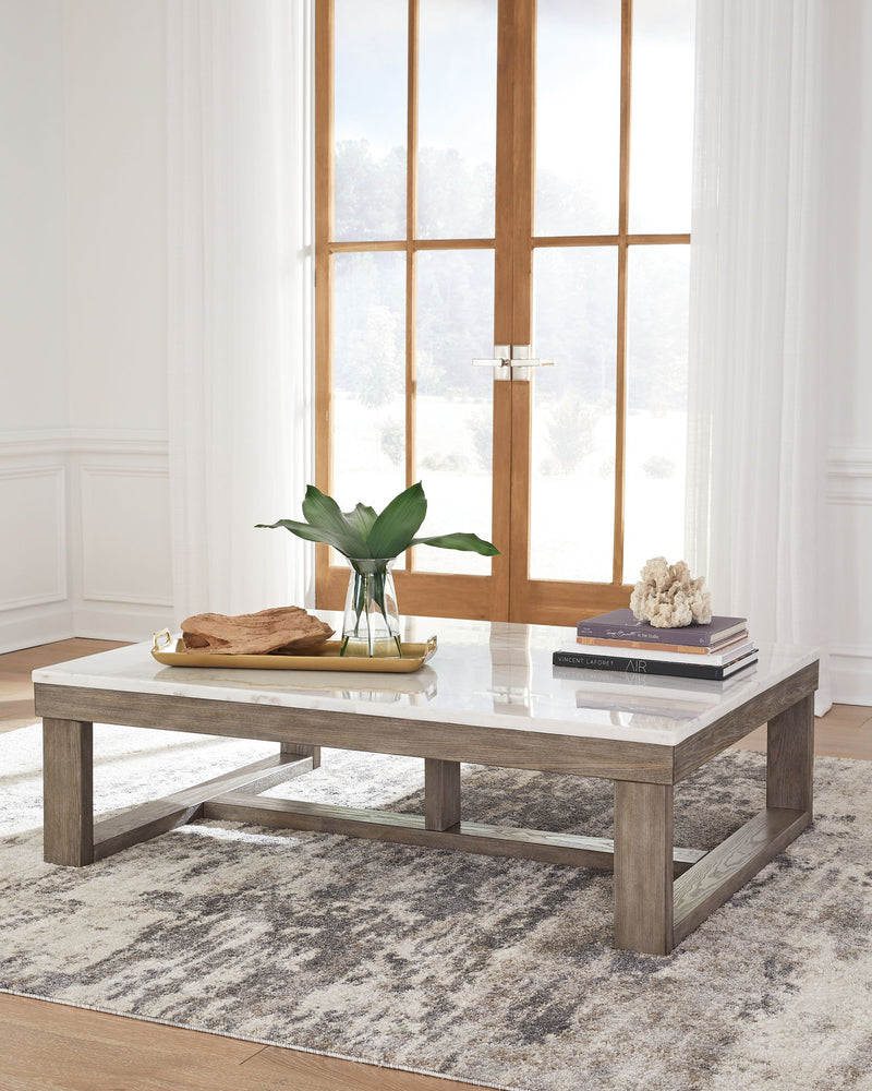 Loyaska - Rectangular Cocktail Table - Brown / Ivory - R&R Furniture Gallery (Fountain Valley, CA)