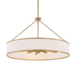 Uttermost Algiers 8-light gold and white drum pendant lighting fixture hanging from ceiling with sleek modern design