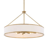Uttermost Algiers 8-light gold and white drum pendant lighting fixture hanging from ceiling with sleek modern design