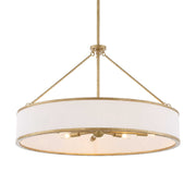 Uttermost Algiers 8-light gold and white drum pendant lighting fixture hanging from ceiling with sleek modern design