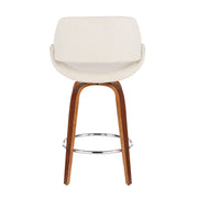 Lumi Source Fabrico Mid Century Modern counter stool set with wooden legs and upholstered seats, two stylish kitchen counter stools